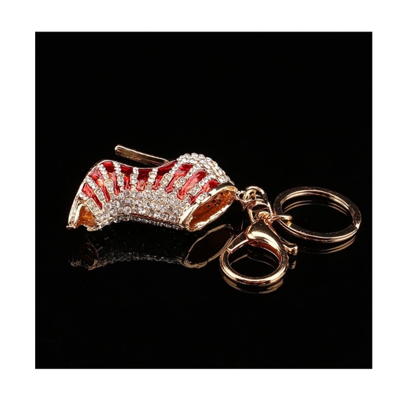 Red and Gold Women's Shoe Red High Heel Keychain Bag Charm - Picture 4 of 10